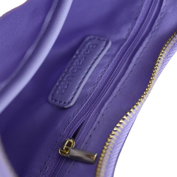 Women Purple Retro Classic Clutch Shoulder Tote Hand Bag With Zipper Closure - Picture 6 of 6